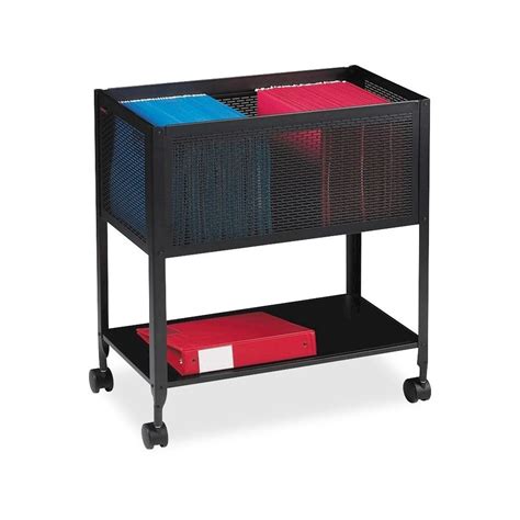 lorell vertical filing cabinet mobile cart mesh steel black|LLR 45651 .